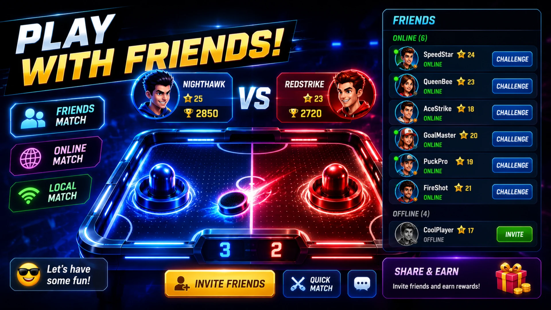 Air Hockey : Solo, Multiplayer screenshot