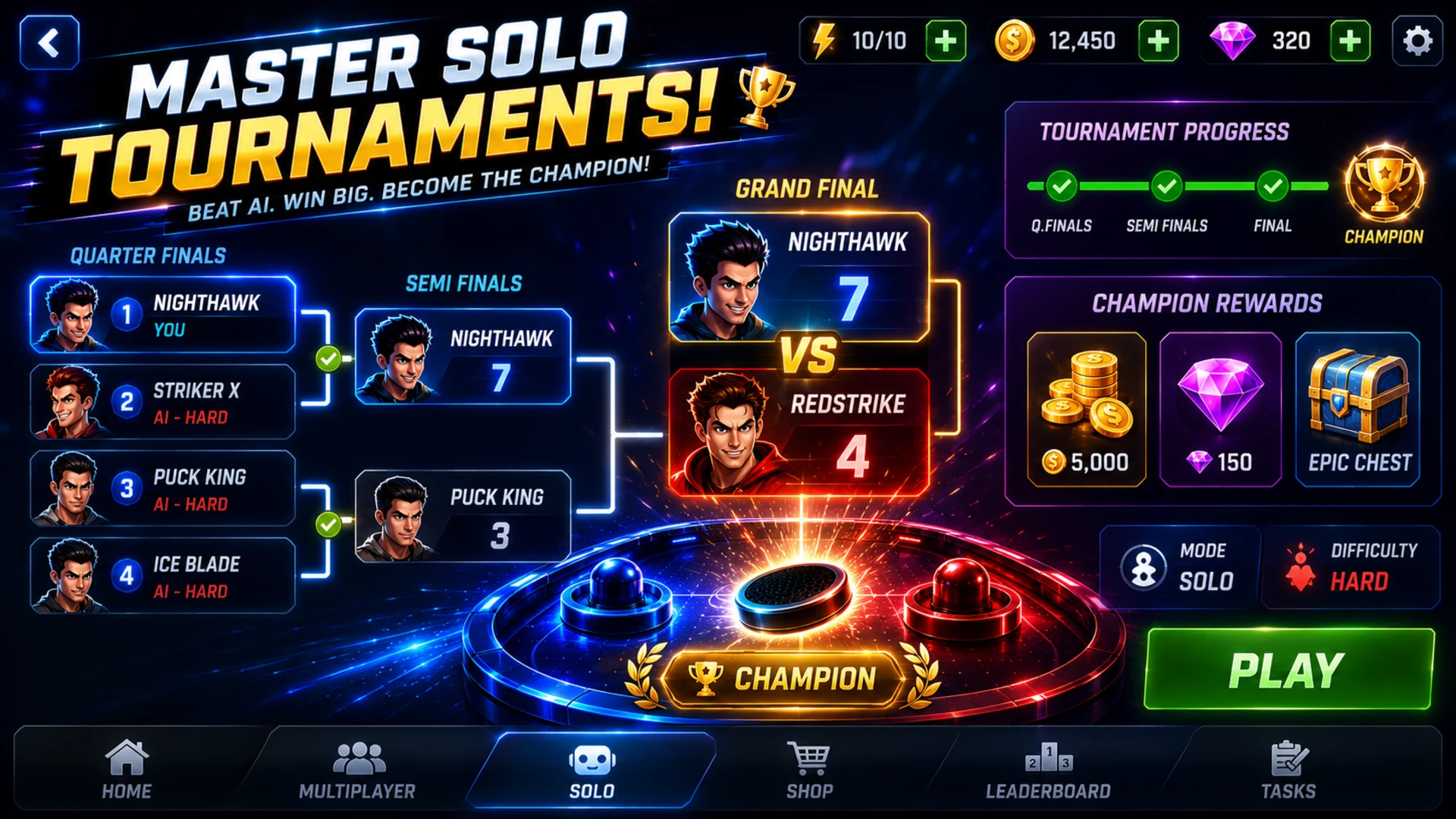 Air Hockey : Solo, Multiplayer screenshot